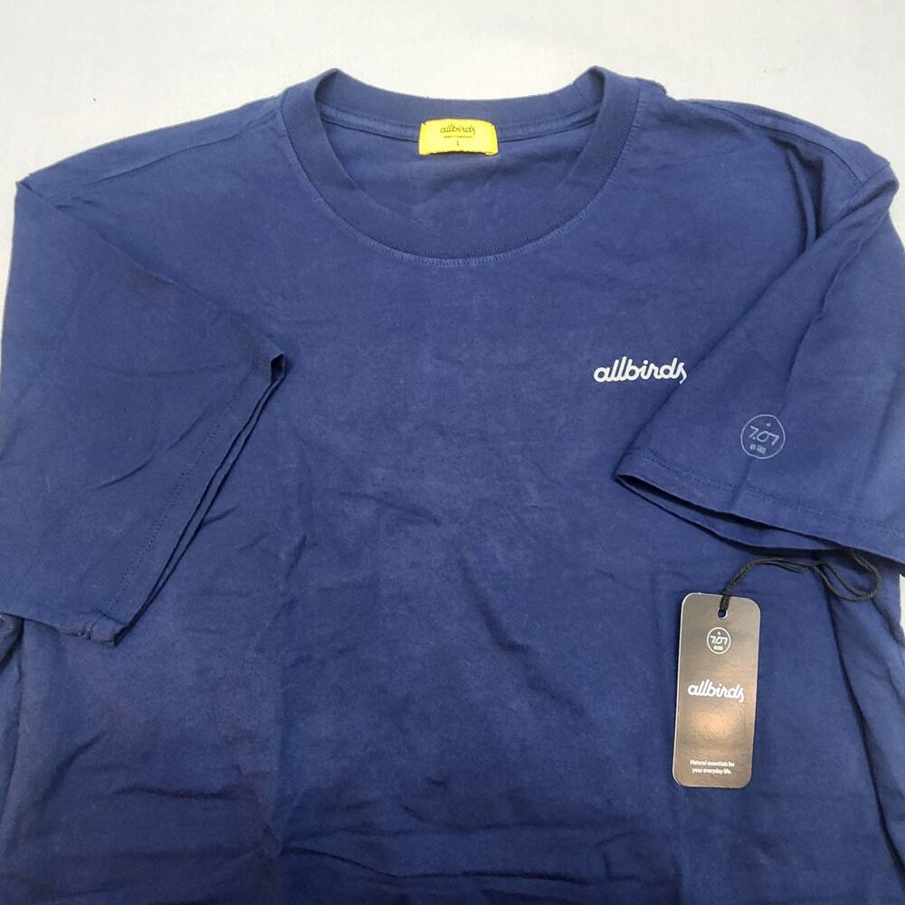 Allbirds Allgood Cotton Logo Tee Men's Size Large Deep Navy Blue NWT!